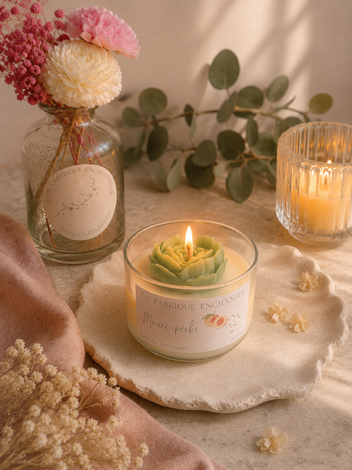 Bougie "Coeur en Fleur"